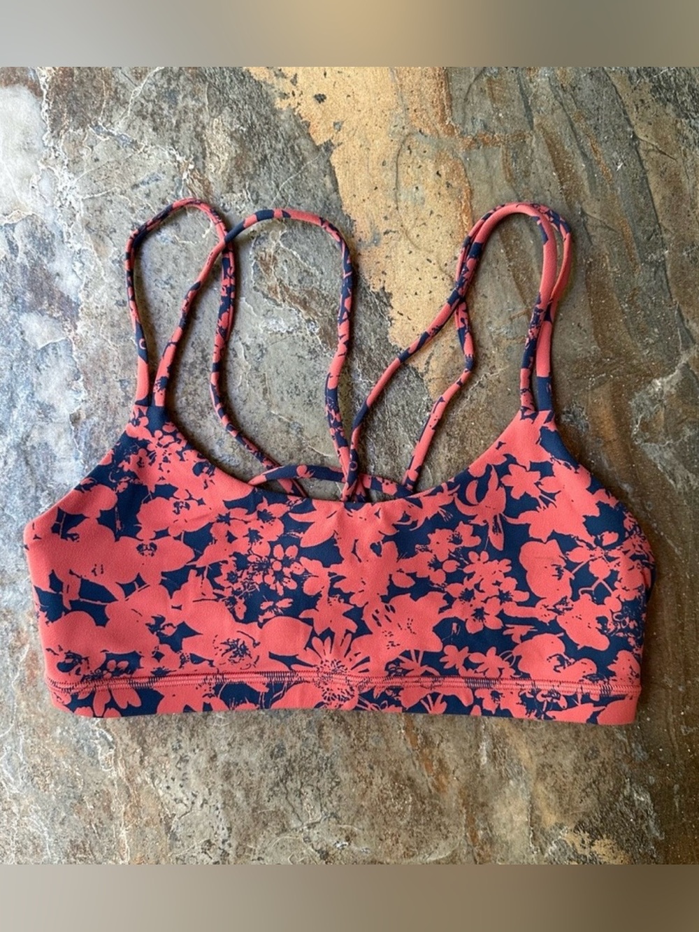 Lululemon All You Do Bra Efflorescent Dark Canyon Onyx Blue Women’s Size 8